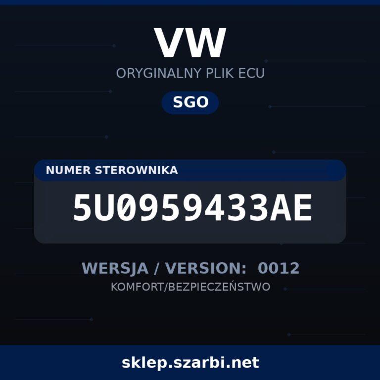 Oryginalny plik SGO VW 5U0959433AE wersja 0012 - sklep szarbi.net