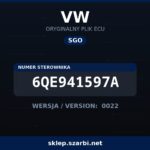Oryginalny plik SGO VW 6QE941597A wersja 0022 - sklep szarbi.net
