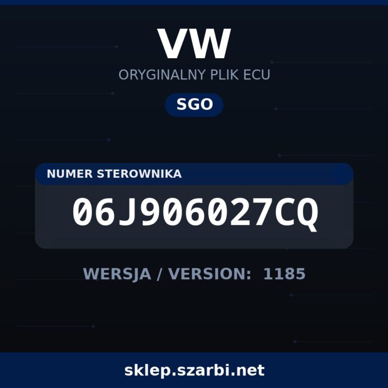 Oryginalny plik SGO VW 06J906027CQ wersja 1185 - sklep szarbi.net