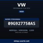 Oryginalny plik SGO VW 09G927750AS wersja 1205 - sklep szarbi.net