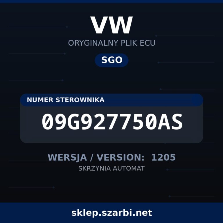 Oryginalny plik SGO VW 09G927750AS wersja 1205 - sklep szarbi.net