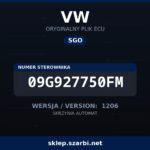 Oryginalny plik SGO VW 09G927750FM wersja 1206 - sklep szarbi.net