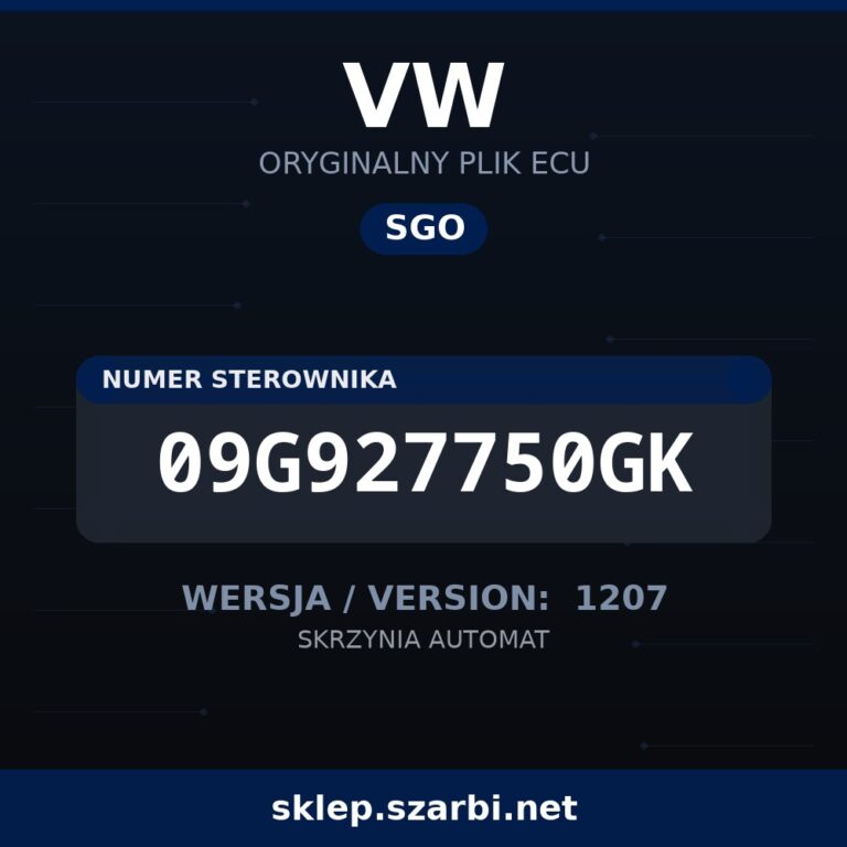 Oryginalny plik SGO VW 09G927750GK wersja 1207 - sklep szarbi.net