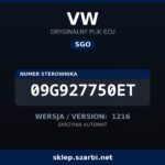 Oryginalny plik SGO VW 09G927750ET wersja 1216 - sklep szarbi.net