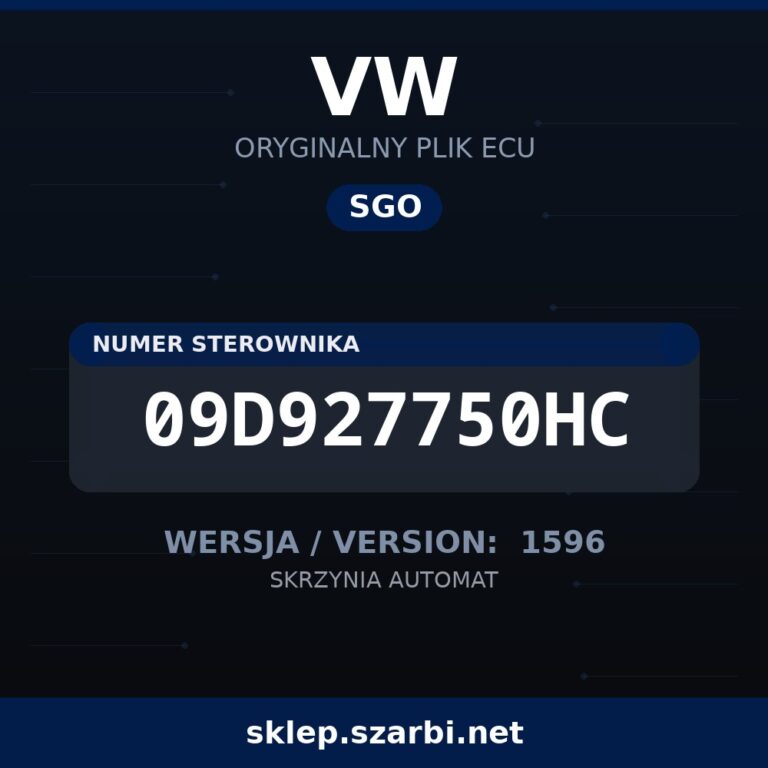 Oryginalny plik SGO VW 09D927750HC wersja 1596 - sklep szarbi.net