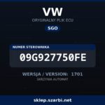 Oryginalny plik SGO VW 09G927750FE wersja 1701 - sklep szarbi.net