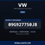 Oryginalny plik SGO VW 09G927750JB wersja 2144 - sklep szarbi.net