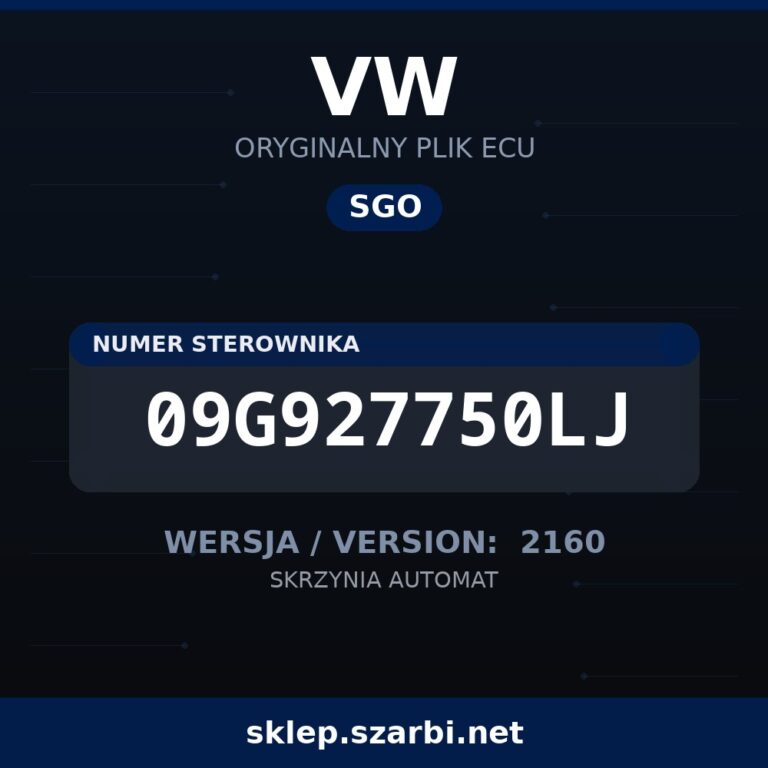Oryginalny plik SGO VW 09G927750LJ wersja 2160 - sklep szarbi.net