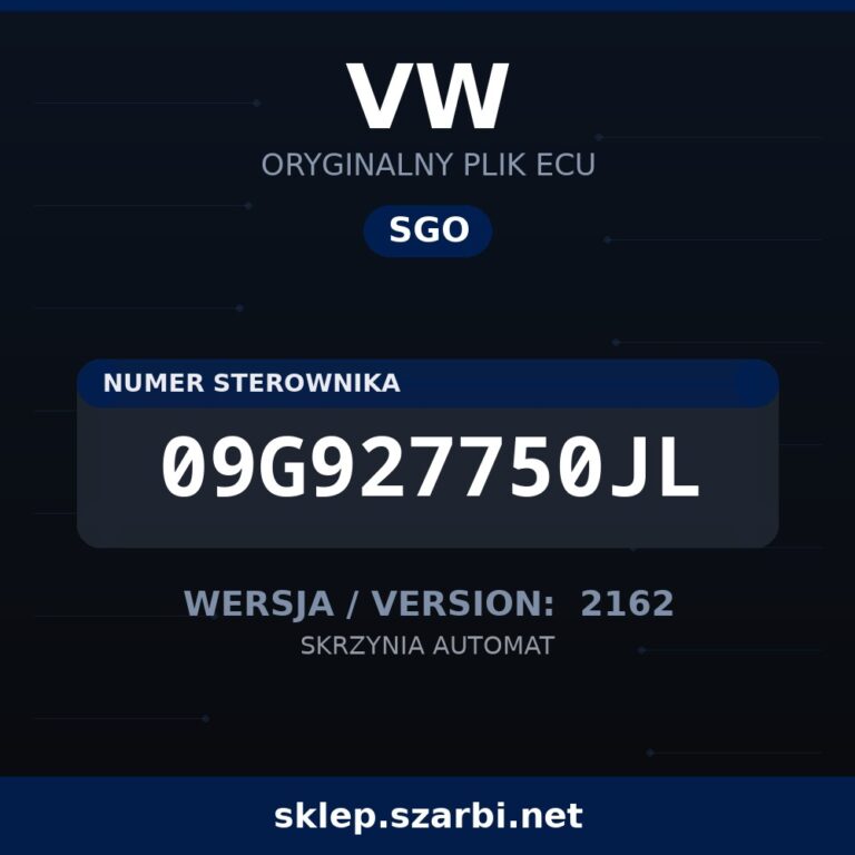 Oryginalny plik SGO VW 09G927750JL wersja 2162 - sklep szarbi.net