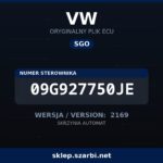Oryginalny plik SGO VW 09G927750JE wersja 2169 - sklep szarbi.net