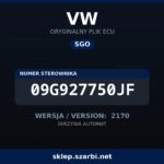 Oryginalny plik SGO VW 09G927750JF wersja 2170 - sklep szarbi.net