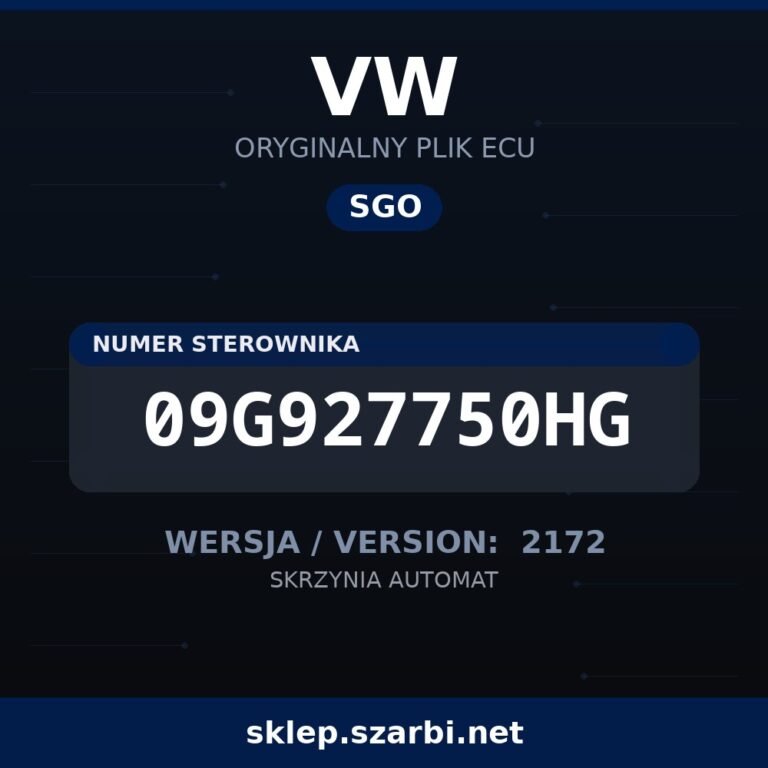 Oryginalny plik SGO VW 09G927750HG wersja 2172 - sklep szarbi.net