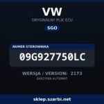 Oryginalny plik SGO VW 09G927750LC wersja 2173 - sklep szarbi.net