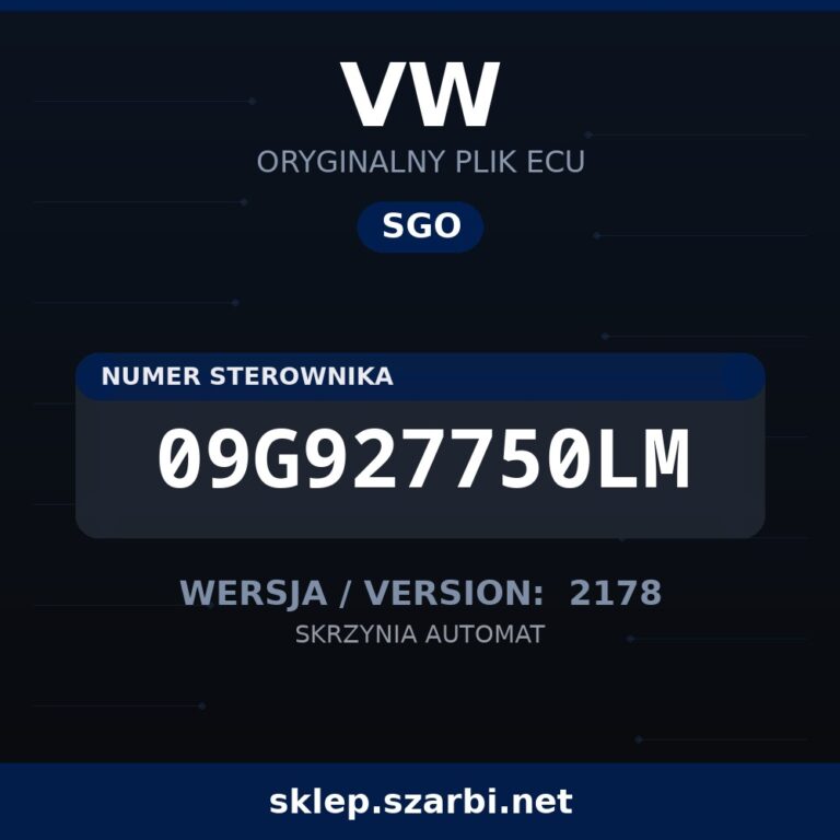 Oryginalny plik SGO VW 09G927750LM wersja 2178 - sklep szarbi.net