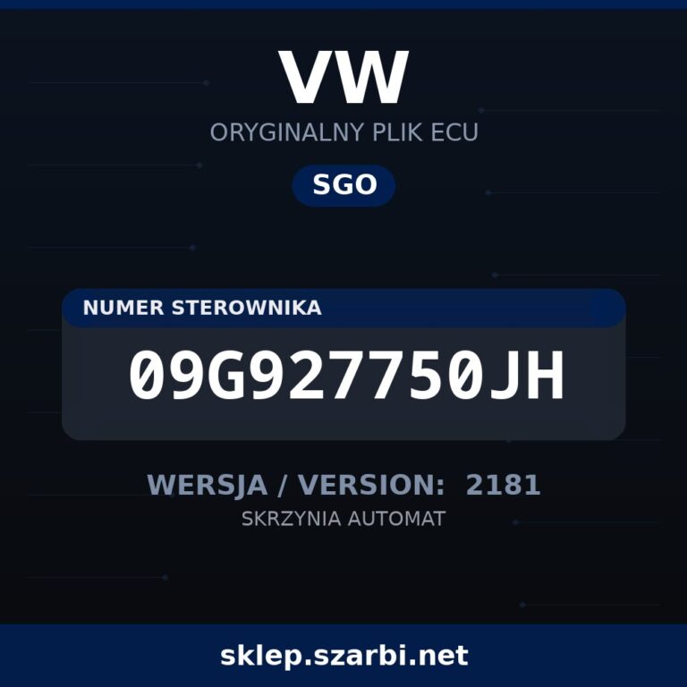 Oryginalny plik SGO VW 09G927750JH wersja 2181 - sklep szarbi.net