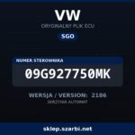 Oryginalny plik SGO VW 09G927750MK wersja 2186 - sklep szarbi.net