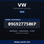 Oryginalny plik SGO VW 09G927750KP wersja 2192 - sklep szarbi.net