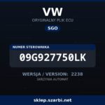 Oryginalny plik SGO VW 09G927750LK wersja 2238 - sklep szarbi.net