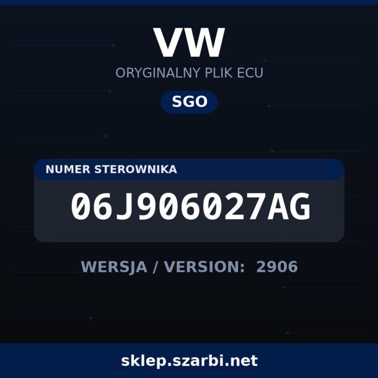 Oryginalny plik SGO VW 06J906027AG wersja 2906 - sklep szarbi.net