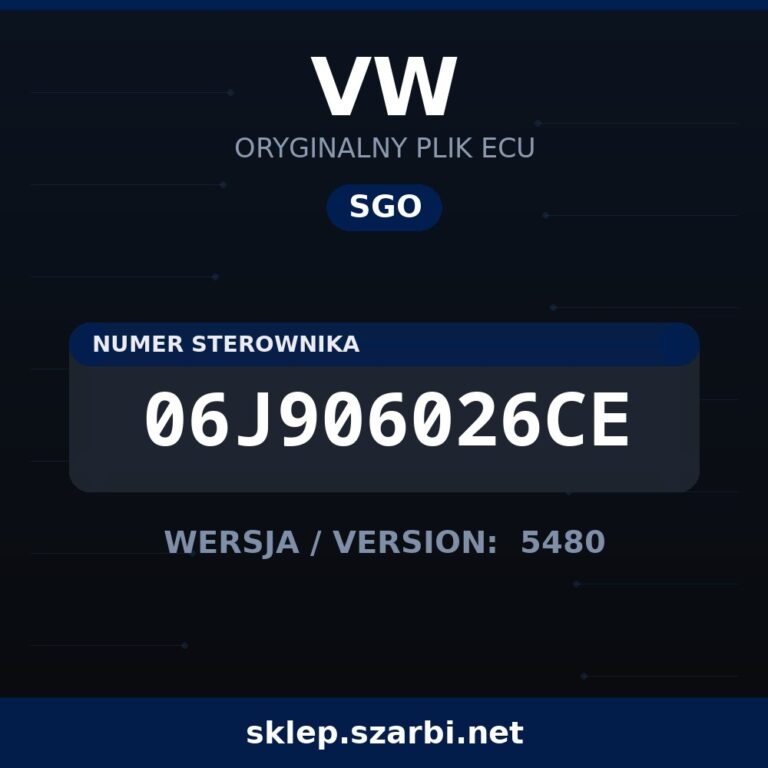 Oryginalny plik SGO VW 06J906026CE wersja 5480 - sklep szarbi.net