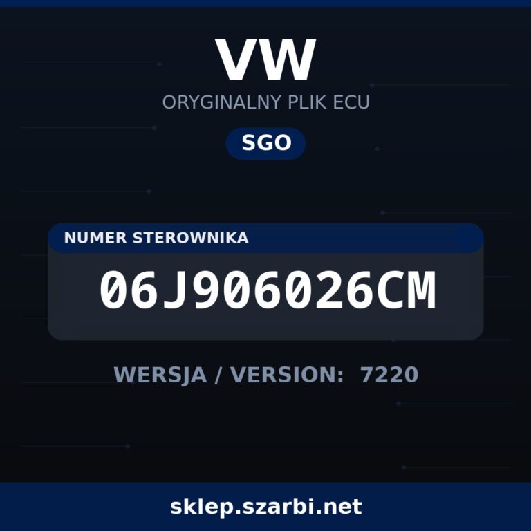 Oryginalny plik SGO VW 06J906026CM wersja 7220 - sklep szarbi.net