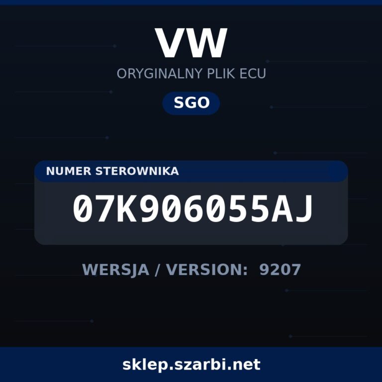 Oryginalny plik SGO VW 07K906055AJ wersja 9207 - sklep szarbi.net