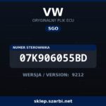 Oryginalny plik SGO VW 07K906055BD wersja 9212 - sklep szarbi.net