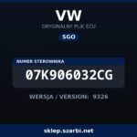 Oryginalny plik SGO VW 07K906032CG wersja 9326 - sklep szarbi.net