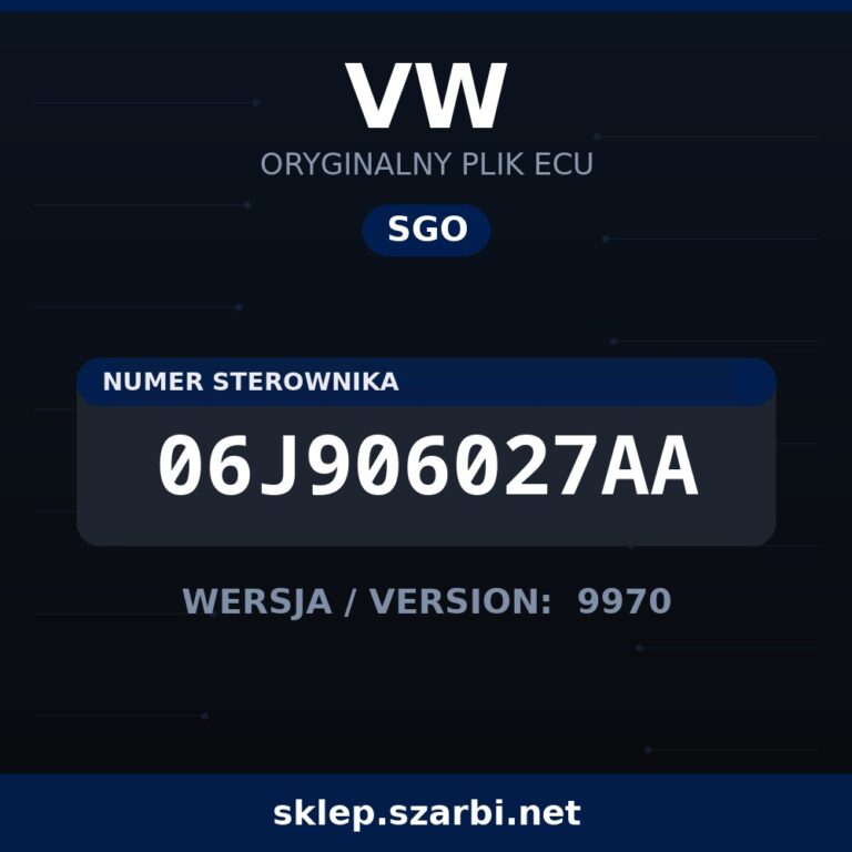 Oryginalny plik SGO VW 06J906027AA wersja 9970 - sklep szarbi.net