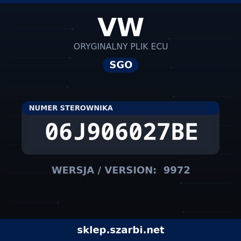 Oryginalny plik SGO VW 06J906027BE wersja 9972 - sklep szarbi.net